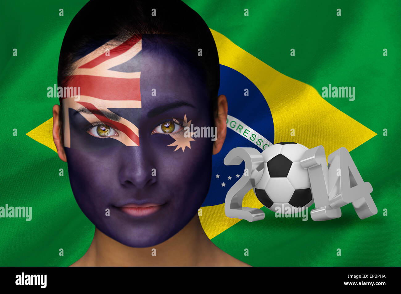 Australia football fan in face paint Stock Photo Alamy