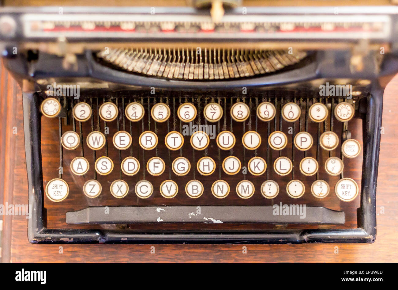 Old vintage typewriter keys in this retro creative writing and