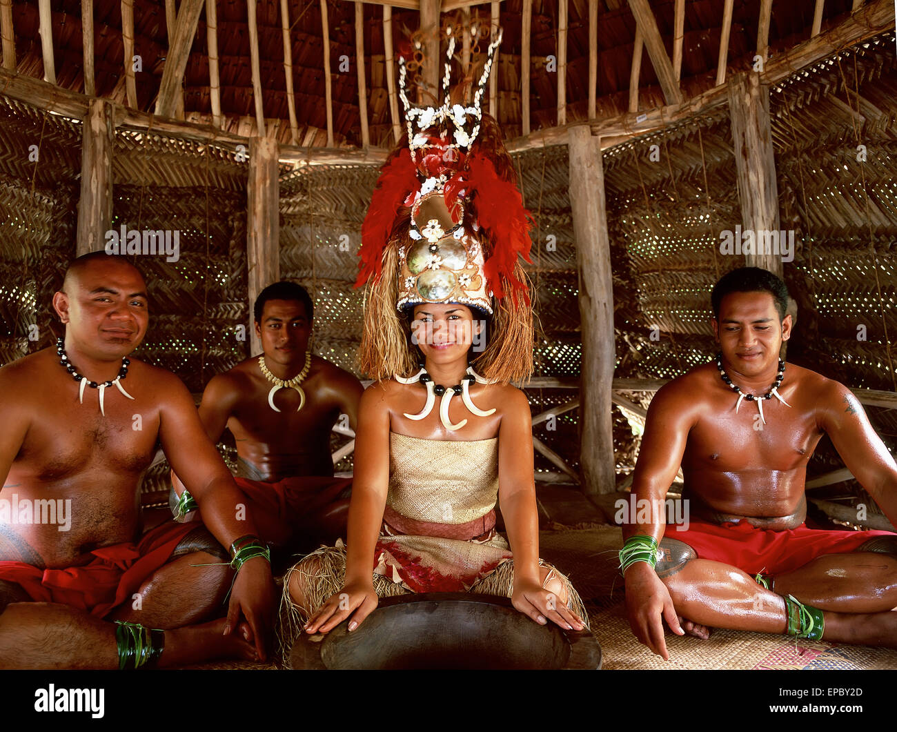 Samoans dressed traditionally for the sacred Ava ceremony; Upulu Island ...