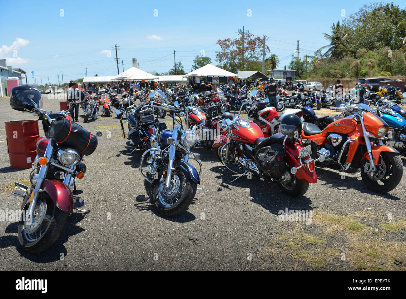 Parked bikes during a motorcycle event in Ponce, Puerto Rico. Caribbean
