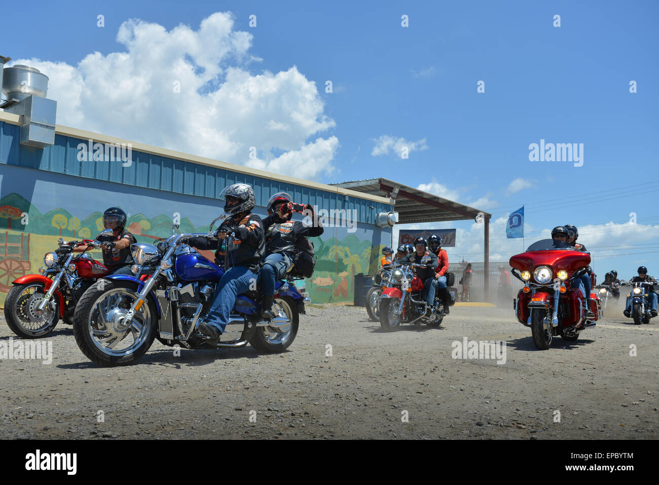 Bikes arriving at a motorcycle event in Ponce, Puerto Rico. Caribbean