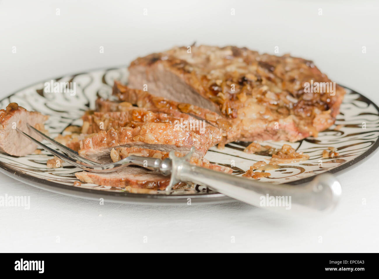 Jewish Passover brisket with savory walnut breading sliced and ready to serve Stock Photo Alamy