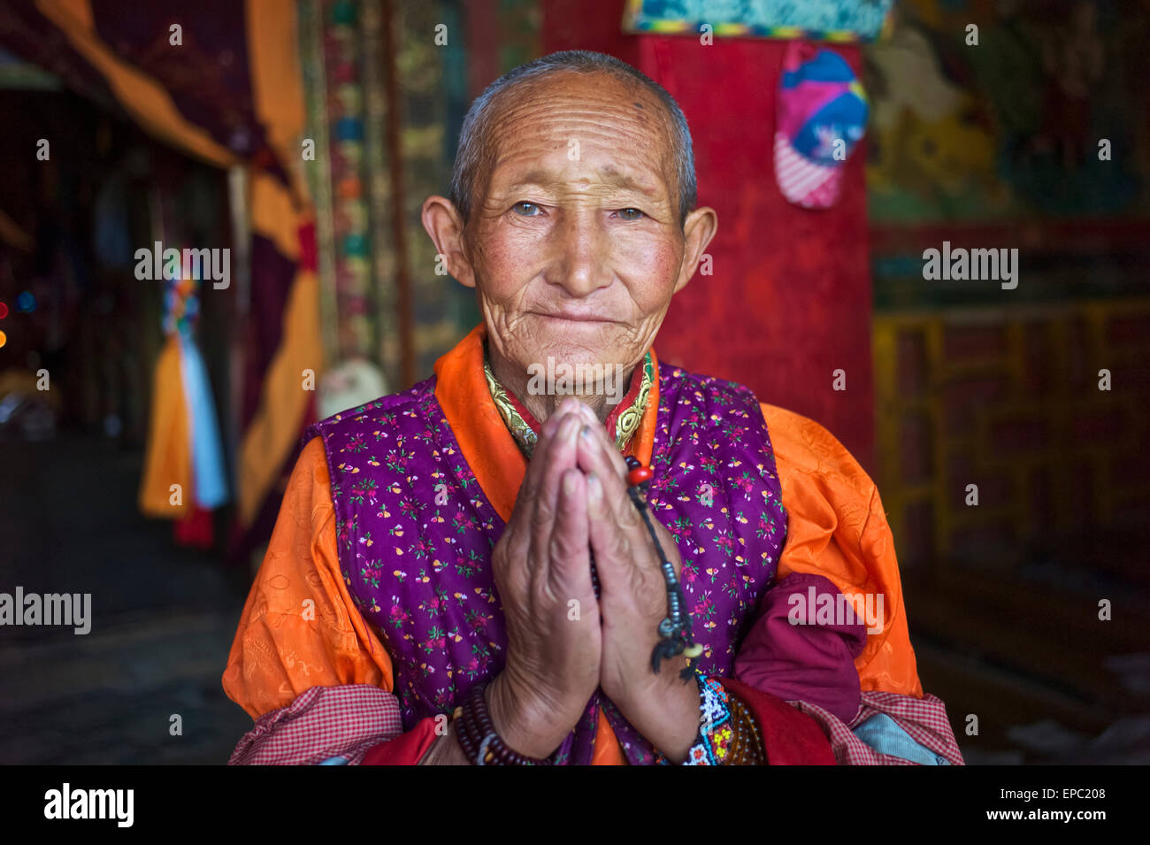 Tibetan woman; Ganze, Sichuan, China Stock Photo