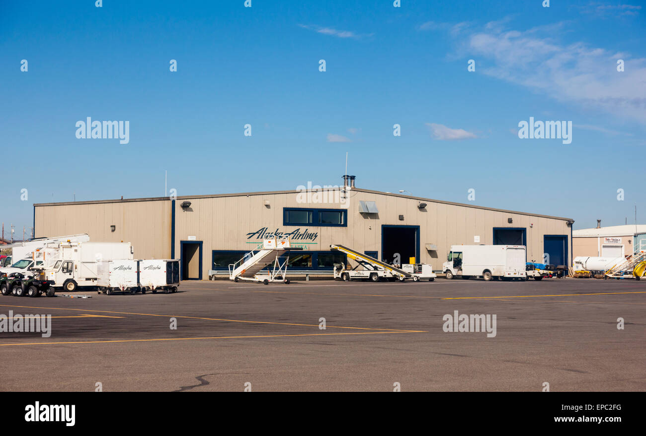 view of the Kotzebue airport from the tarmac side, Arctic Alaska, summer Stock Photo