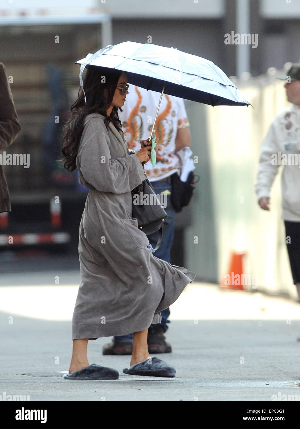 Actress Megan Fox spotted wearing a robe on the set of 'Zeroville' filming in downtown Los Angeles.  Featuring: Megan Fox Where: Los Angeles, California, United States When: 10 Nov 2014 Credit: Cousart/JFXimages/WENN.com Stock Photo