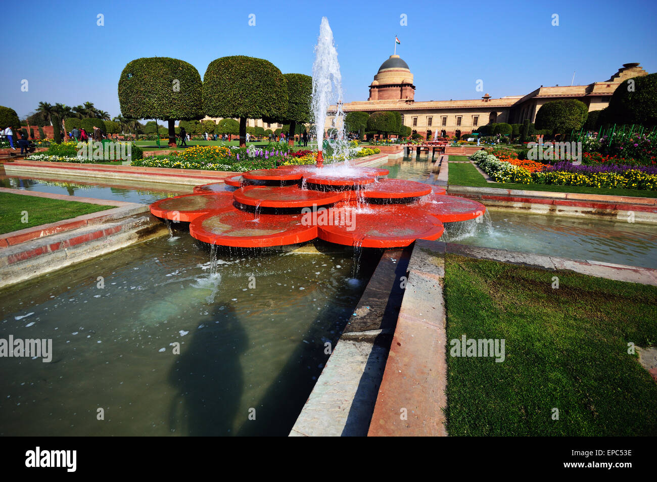 Mughal Gardens Rashtrapati Bhawan Delhi India wider view from inside
