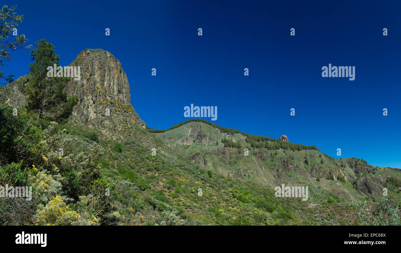 Gran Canaria, Valsequillo municipality, view towards volcanic plug Roque del Pino Stock Photo