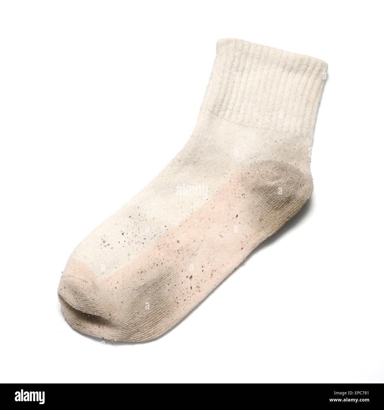 dirty sock on a white background Stock Photo - Alamy