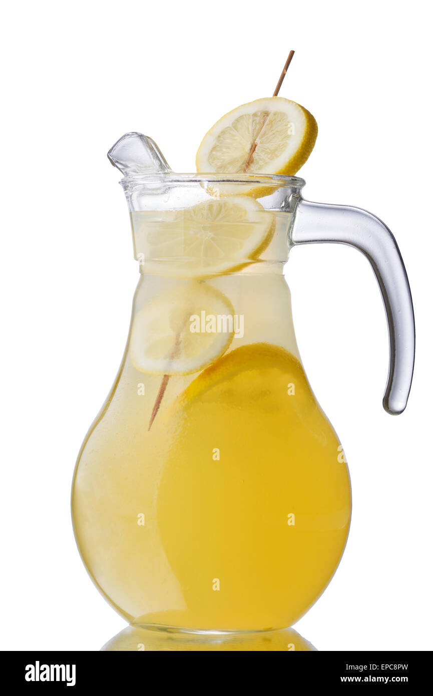 Lemonade pitcher isolated on white Stock Photo Alamy