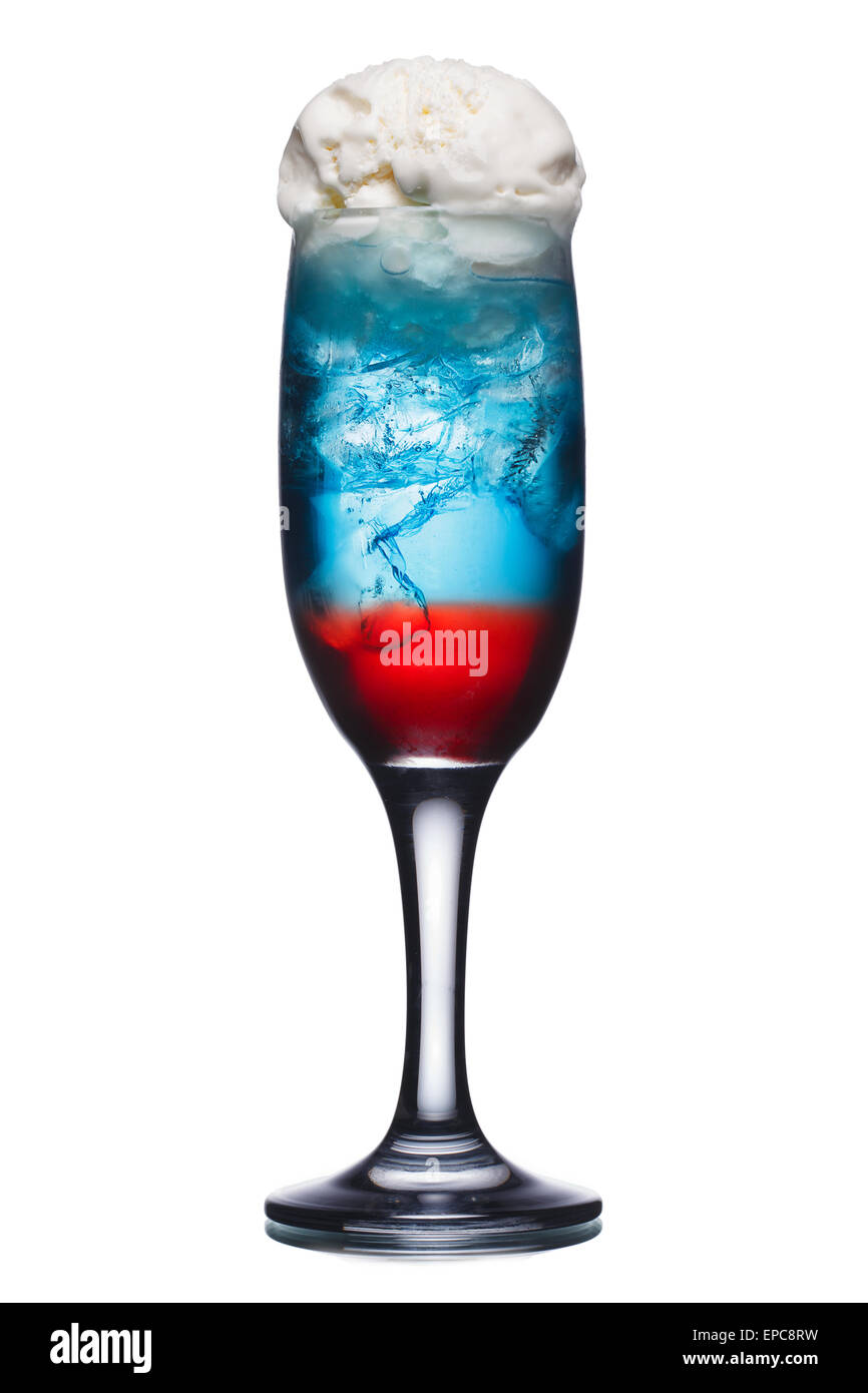 Russian flag styled alcoholic cocktail in flute glass. Fresh, clean look  Stock Photo - Alamy