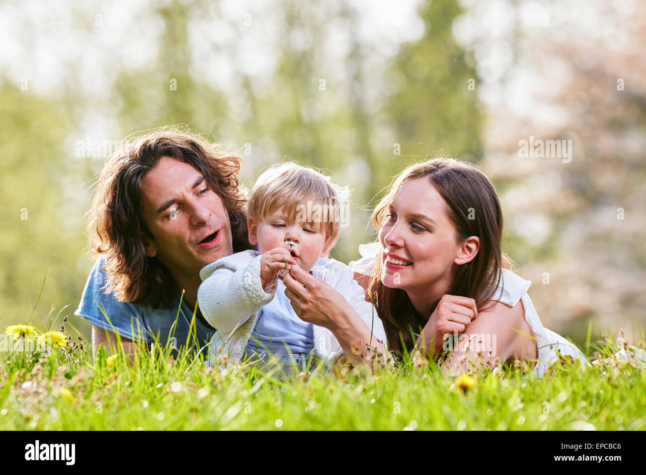 young dynamic family together relax Stock Photo