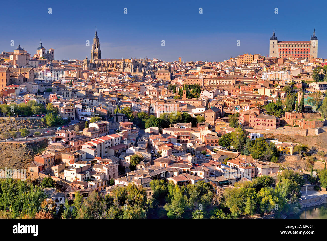 Spain, Castilla-La Mancha: View of historic and Unesco World Heritage town Toledo Stock Photo
