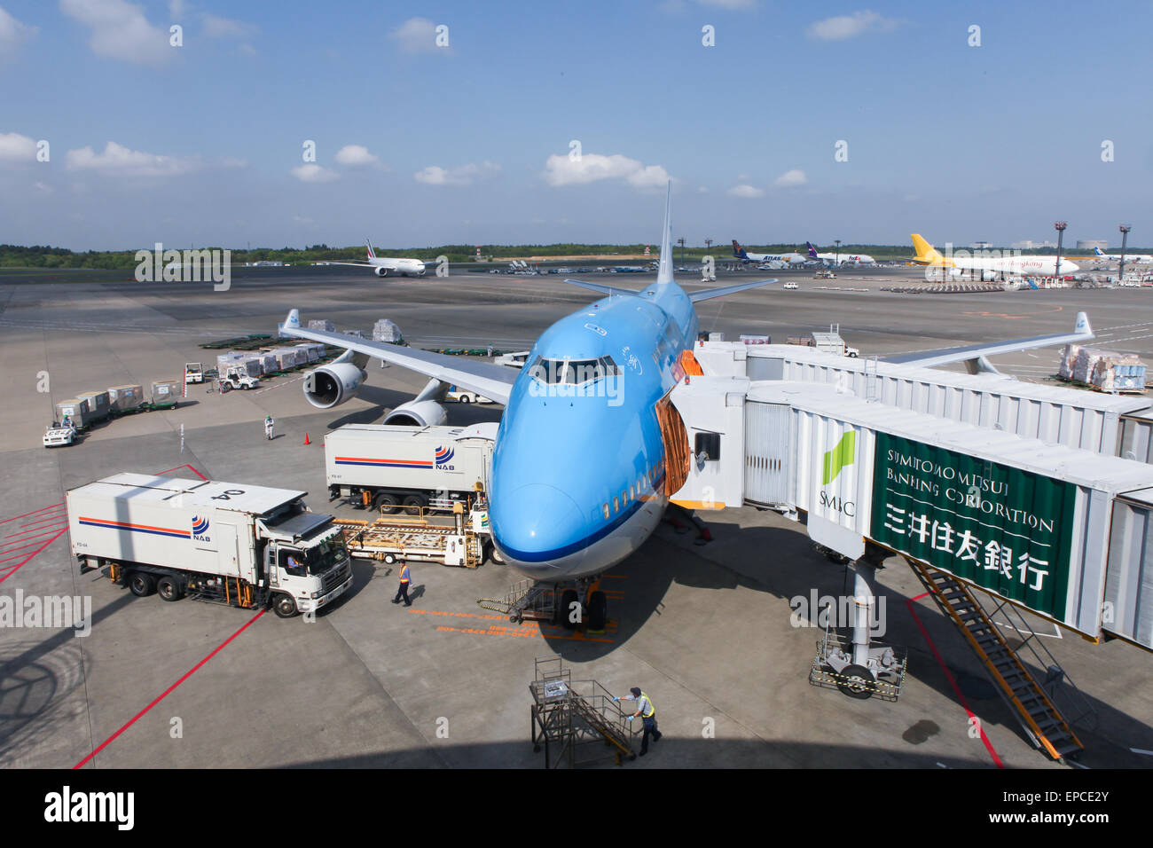 KLM Boeing 747-400 parked at Narita international airport, Japan's main international airport Stock Photo