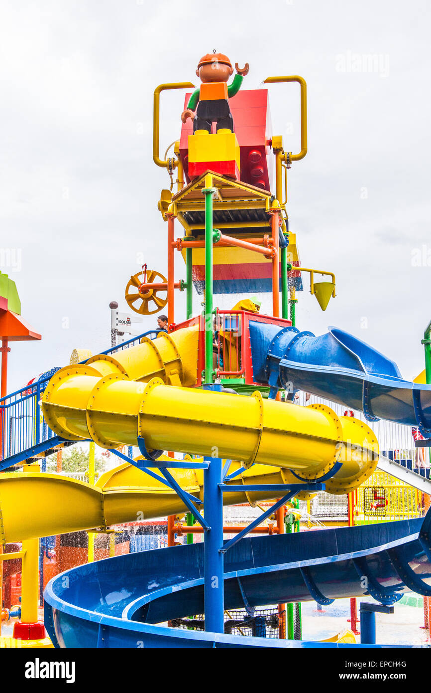 Drench Towers,Duplo Valley Splash & Play attraction at Legoland Windsor Resort, Windsor, Berkshire, England, United Kingdom Stock Photo