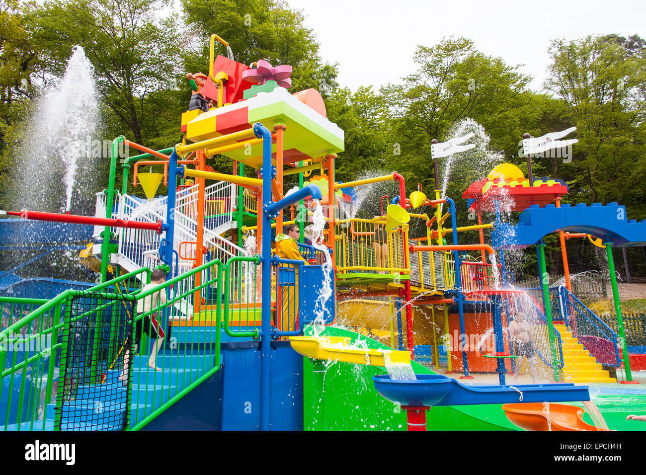 Drench Towers,Duplo Valley Splash & Play attraction at Legoland Windsor Resort, Windsor, Berkshire, England, United Kingdom Stock Photo