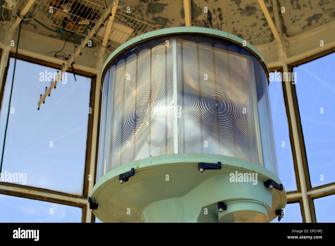 Lantern Room, Montauk Point Lighthouse, Montauk Long Island, New York Stock Photo