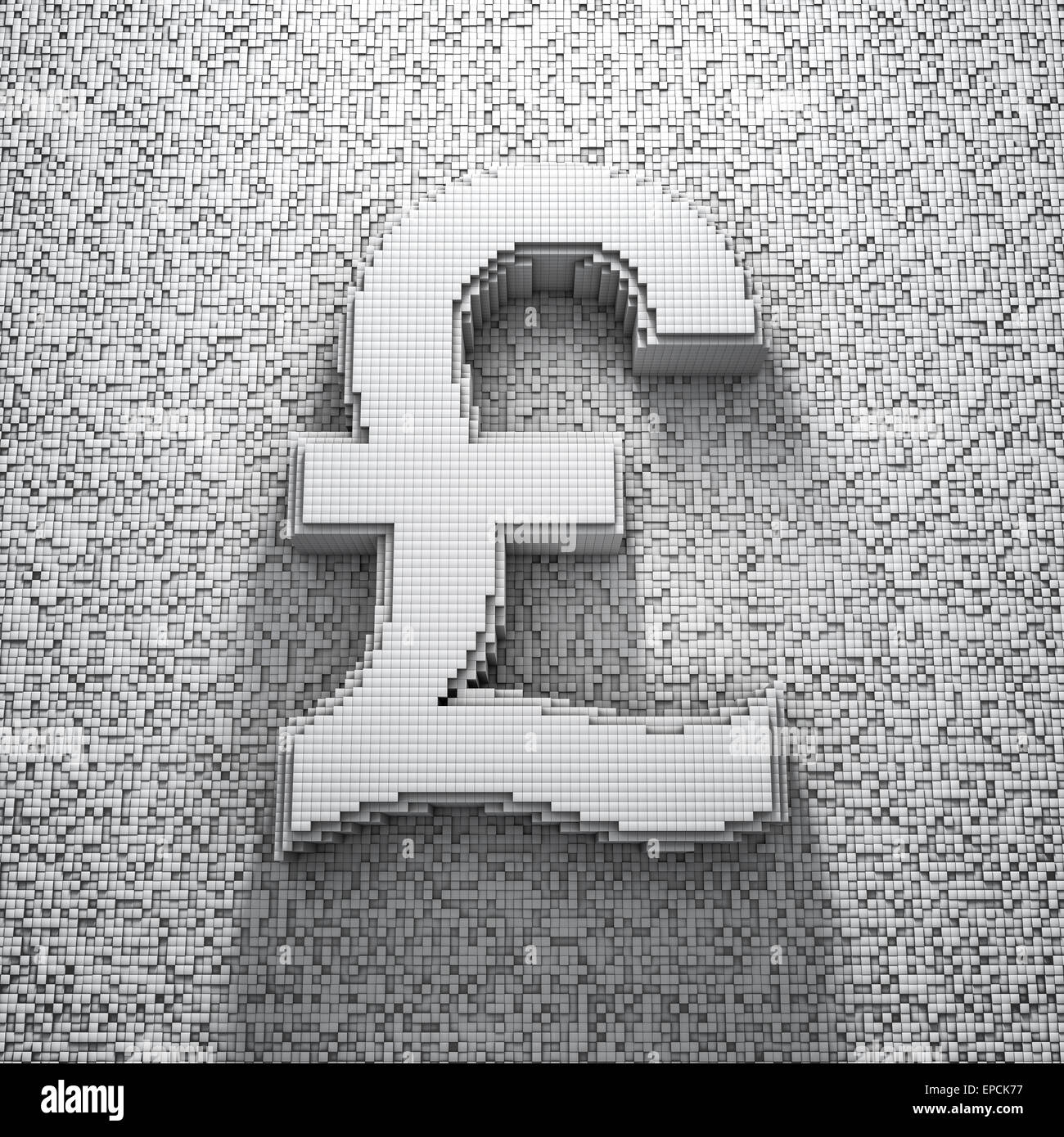 3D render of pixelated pound symbol Stock Photo