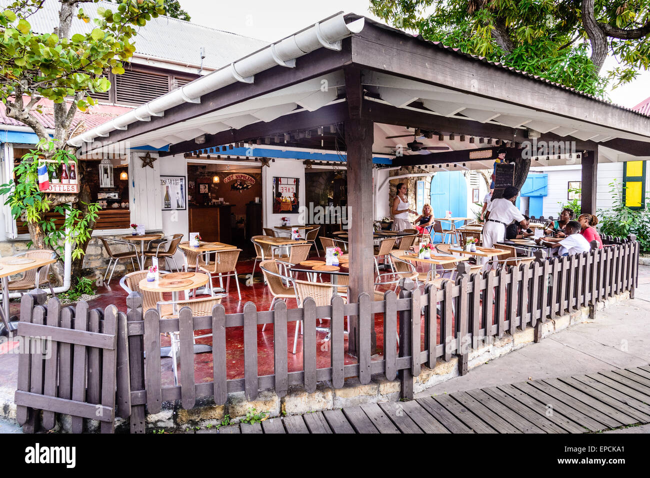 Cafe Napolean, Redcliffe Quay, Saint John's, Antigua Stock Photo