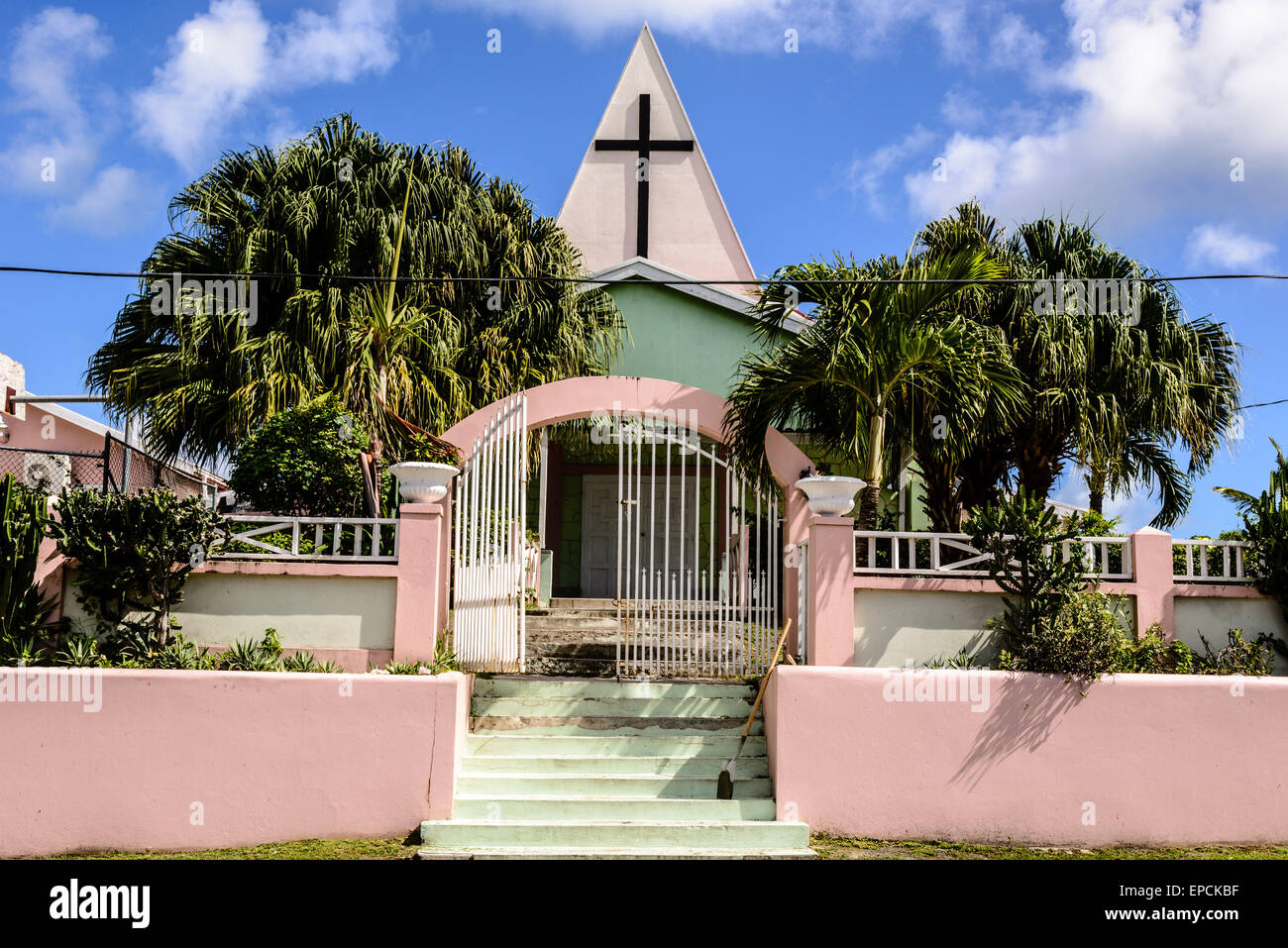 Central Baptist Church and Baptist Academy of Antigua, Saint John's, Antigua Stock Photo