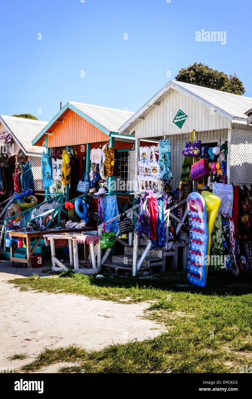 Tourist Souvenir Shops, Long Bay Beach, Antigua Stock Photo Alamy