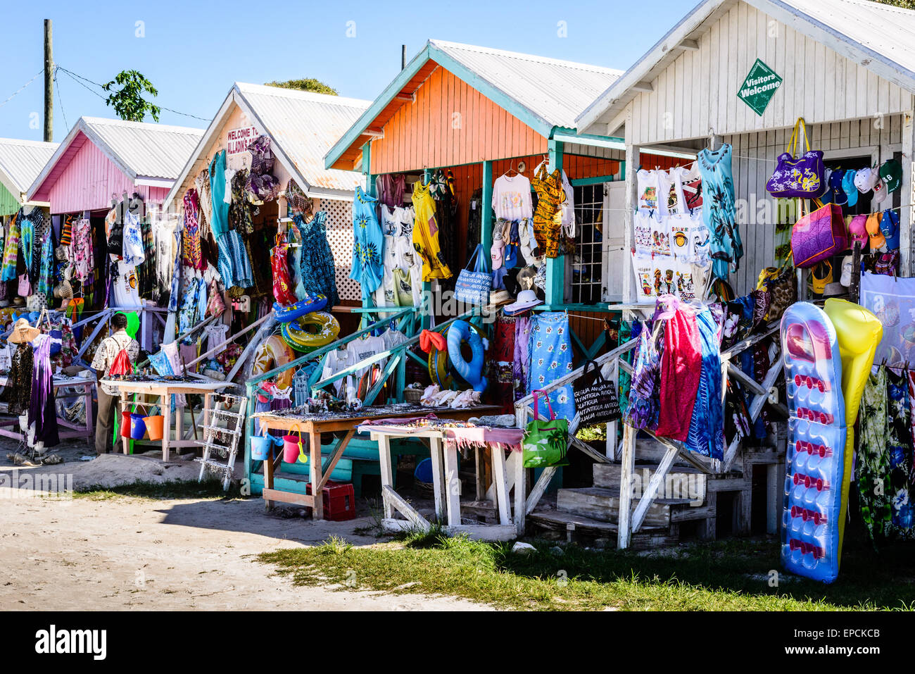 Tourist Souvenir Shops, Long Bay Beach, Antigua Stock Photo Alamy