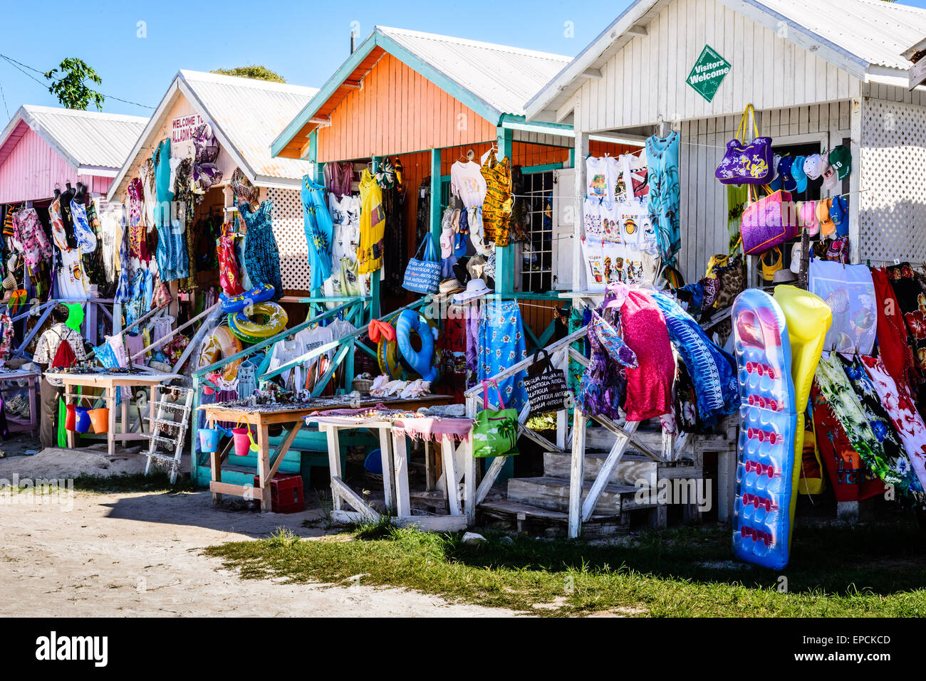 Tourist Souvenir Shops, Long Bay Beach, Antigua Stock Photo Alamy