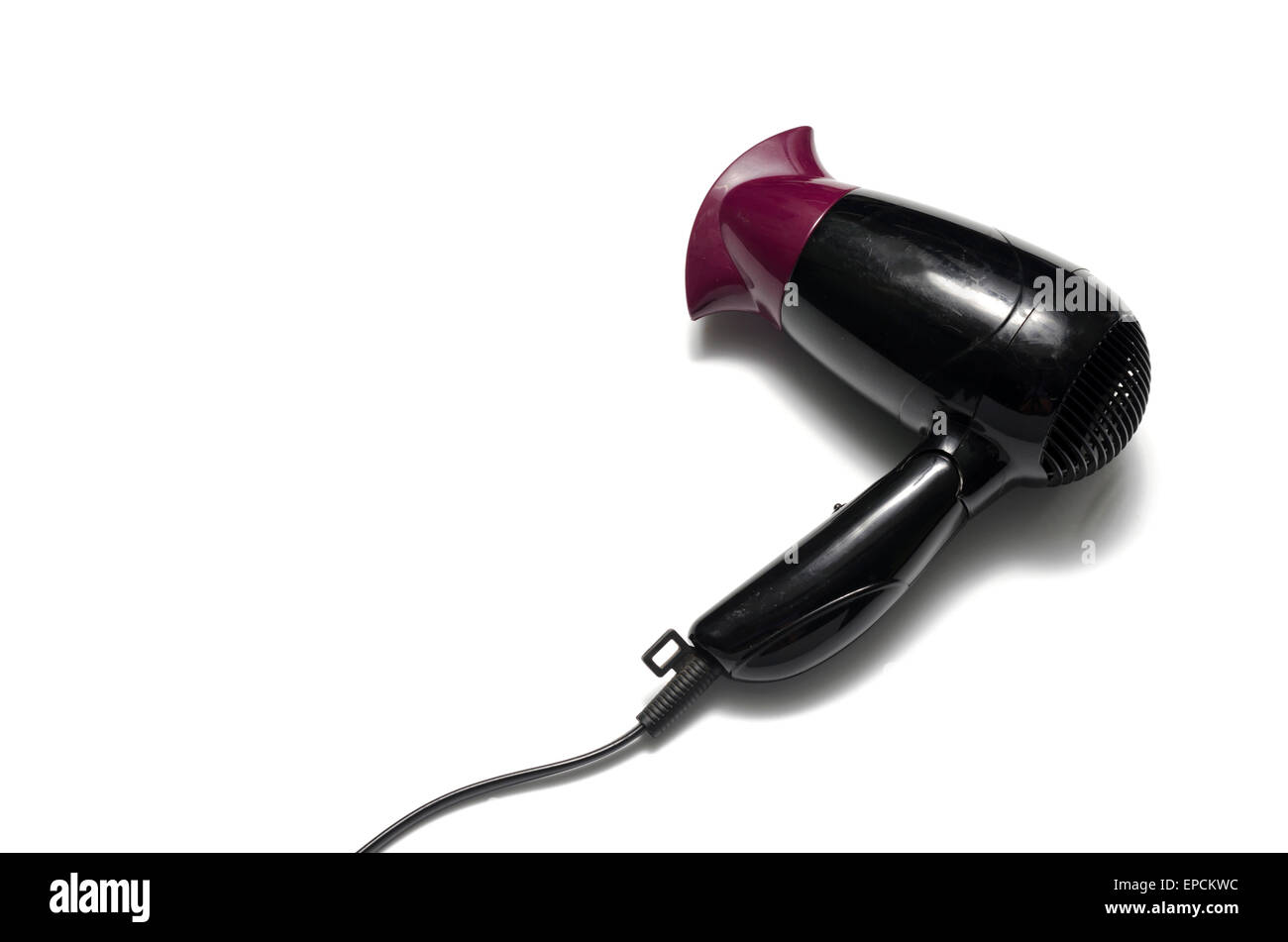 old used electric hair dryer on a white background Stock Photo Alamy