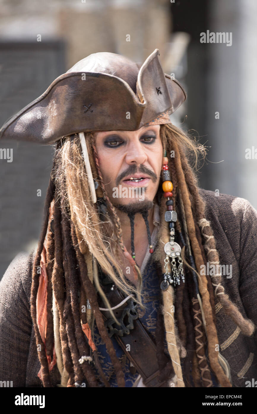 Plymouth, Devon, UK. 16th May, 2015. A Captain Jack Sparrow look alike at Plymouth Pirate Weekend, Plymouth UK - 16th May 2015 Credit:  Anna Stevenson/Alamy Live News Stock Photo