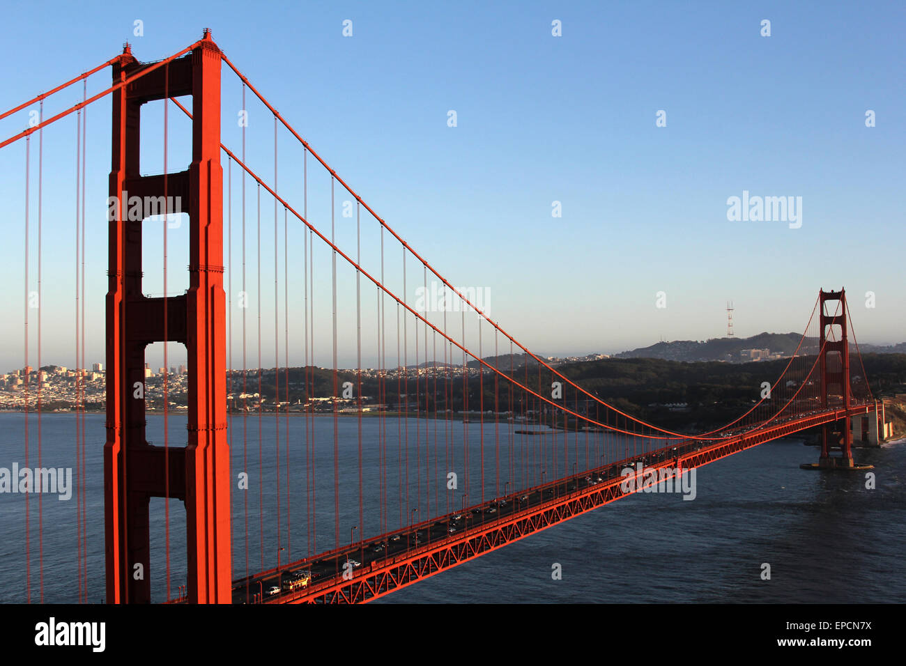 Golden Gate Bridge in San Francisco at sunset Stock Photo - Alamy