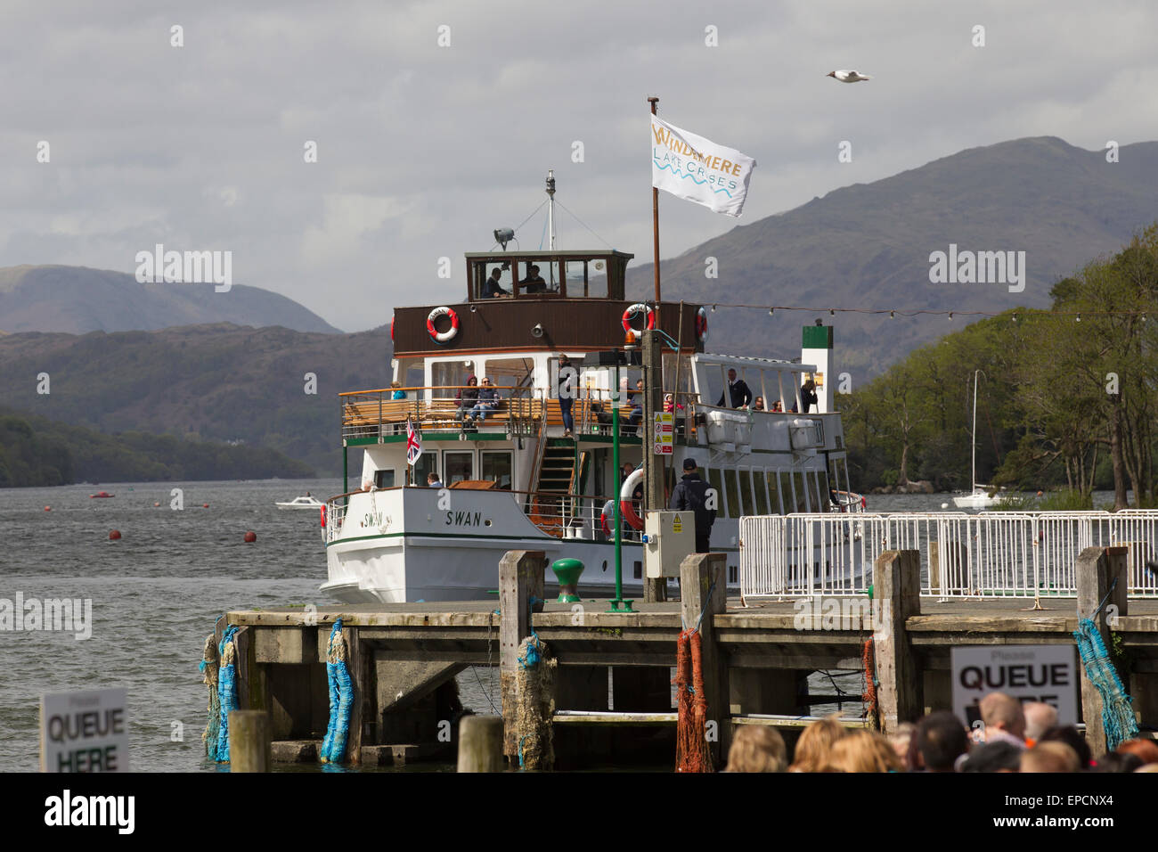 Lake Windermere Cumbria 16th May 2015 UK Weather Cold windy day on Lake