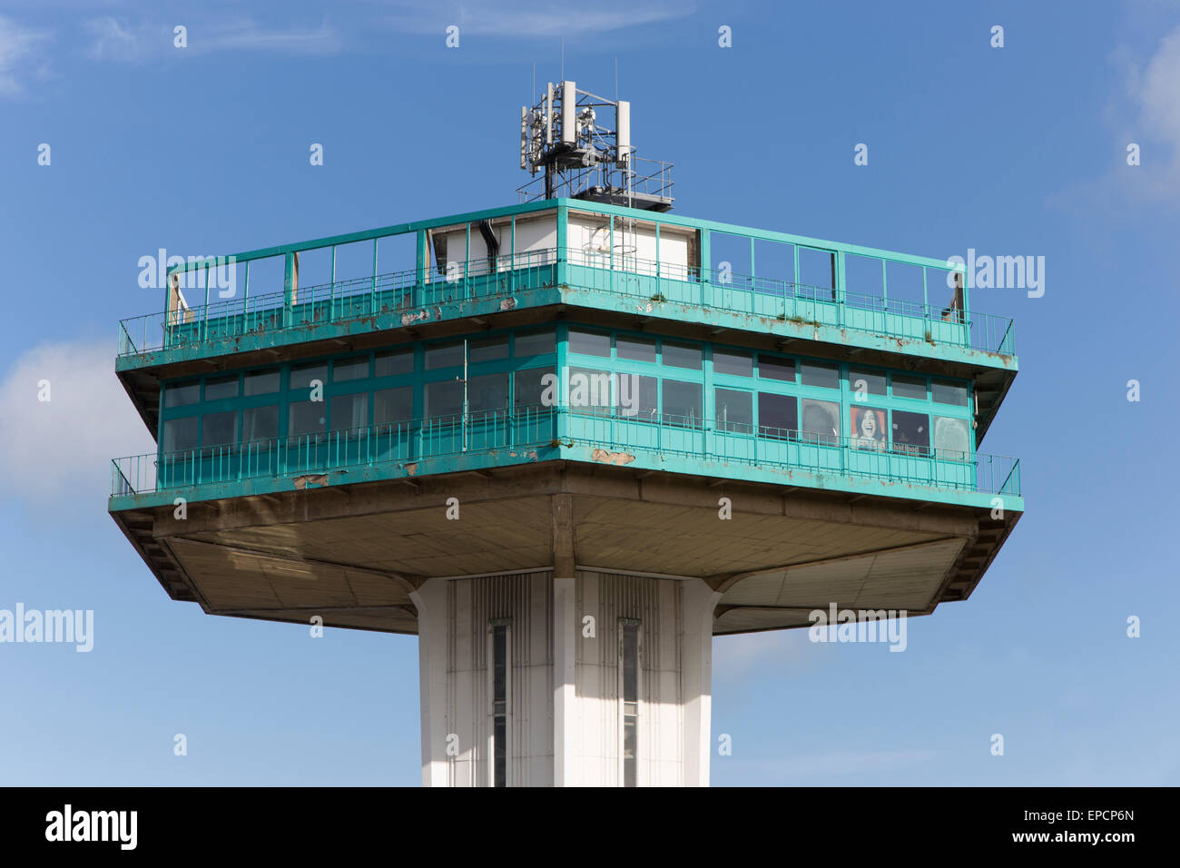 The Pennine Tower, part of Lancaster Services at Forton, opened 1965, designed by architects T.P. Bennett and Son. Stock Photo