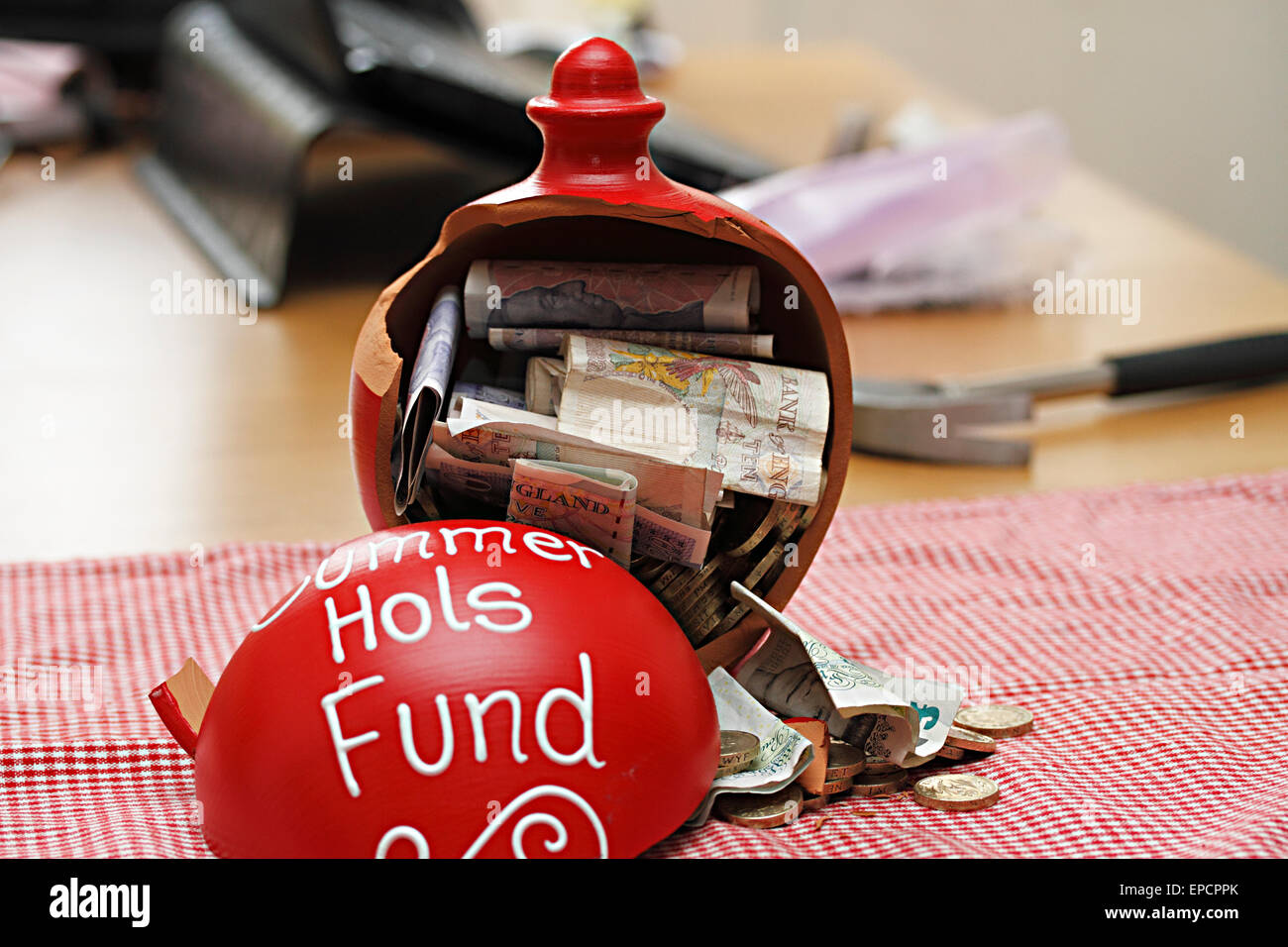 holiday money box opened Stock Photo Alamy