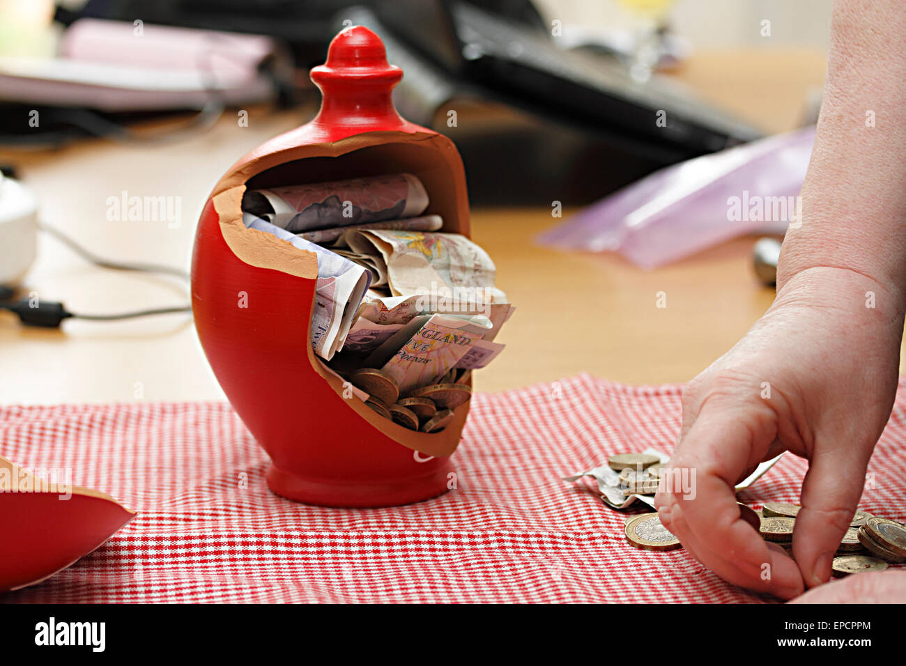 holiday money box opened Stock Photo Alamy