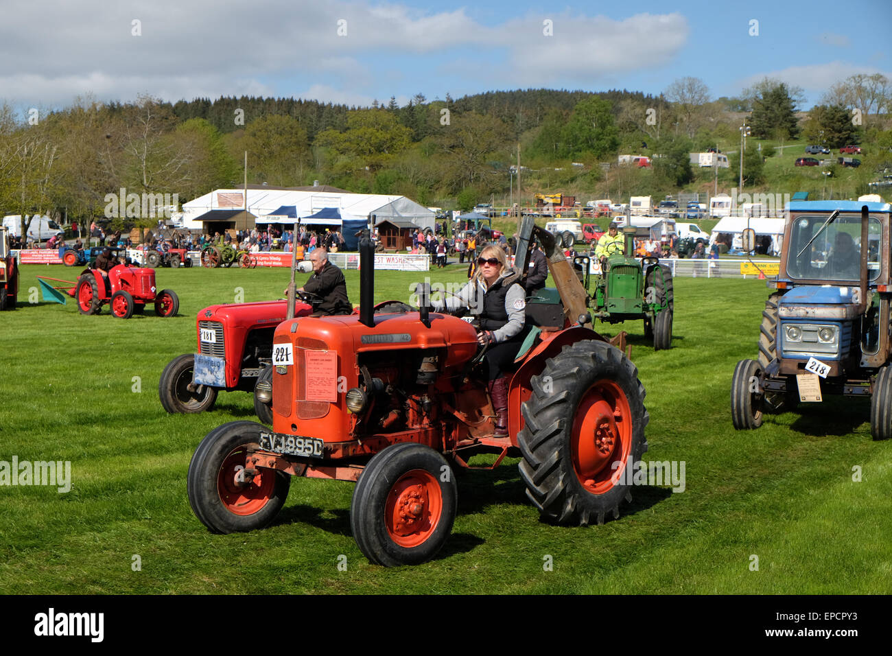 Royal Welsh Spring Festival  Builth Wells, Powys, Wales, UK May, 2015.  Festival parade of vintage tractors and vehicles. Over 80 vehicles took part in the procession around the display arena including this Nuffield tractor from the mid 1960s. Stock Photo