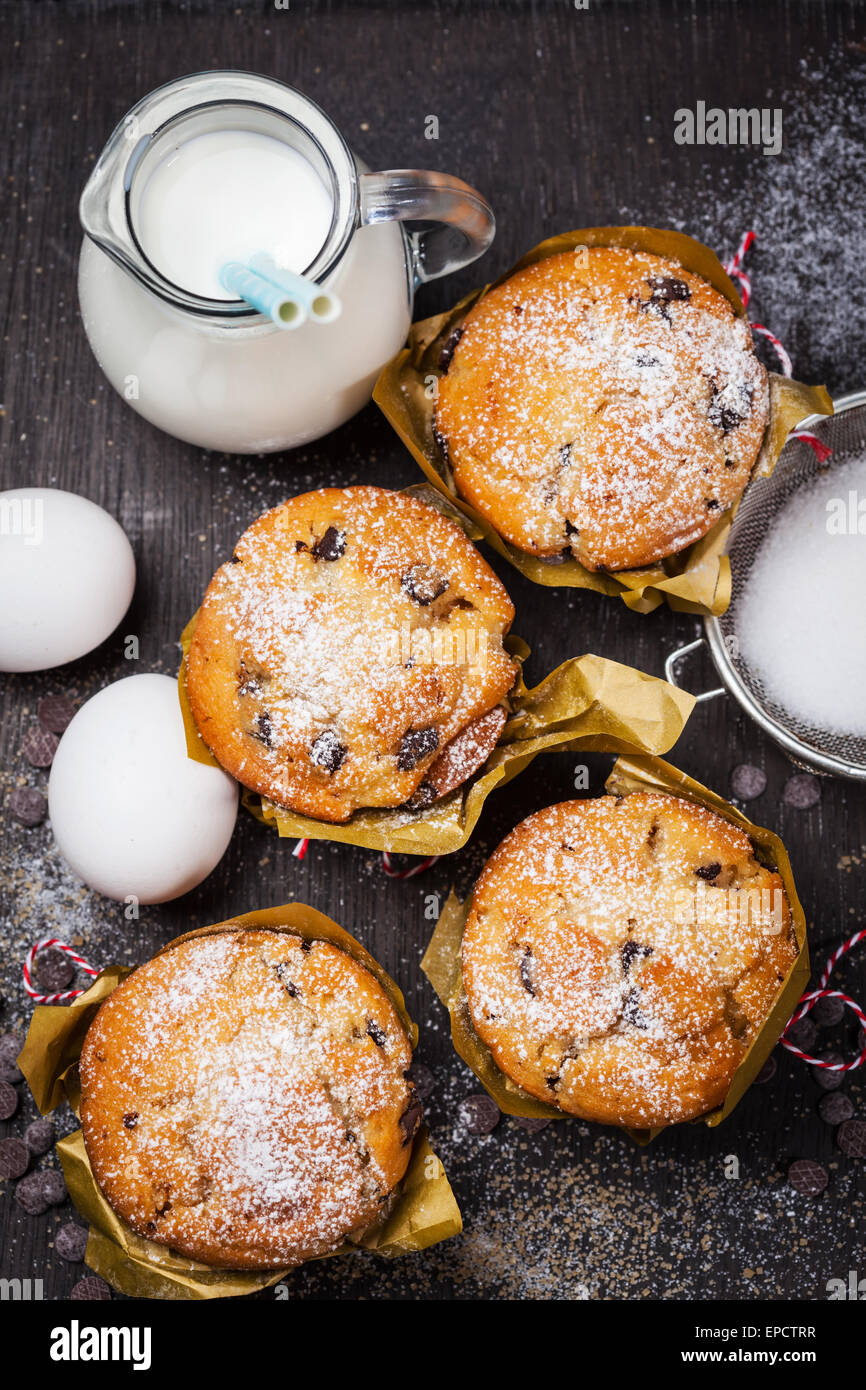 Homemade muffins with baking ingredients Stock Photo Alamy