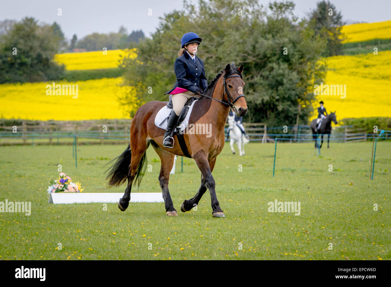 Riders and their horses take part in a local Riding Club Dressage Event ...
