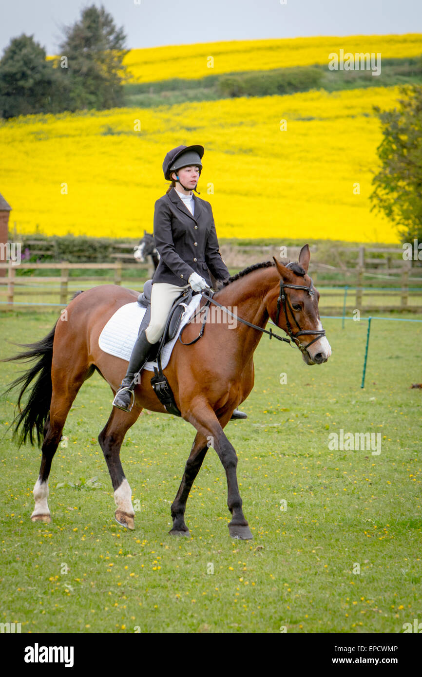 Riders and their horses take part in a local Riding Club Dressage Event ...