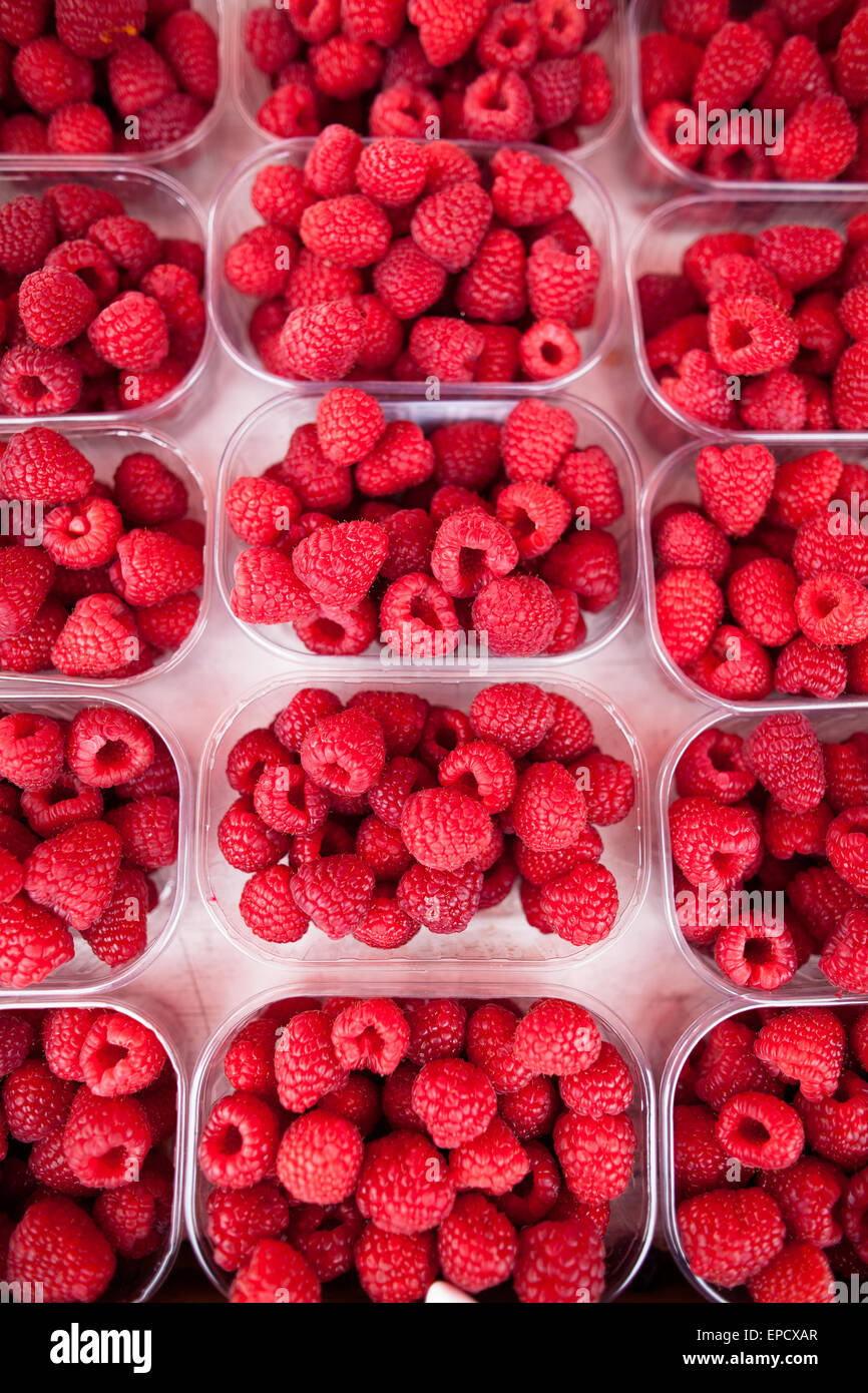 Ripe, fresh and beautiful raspberries Stock Photo