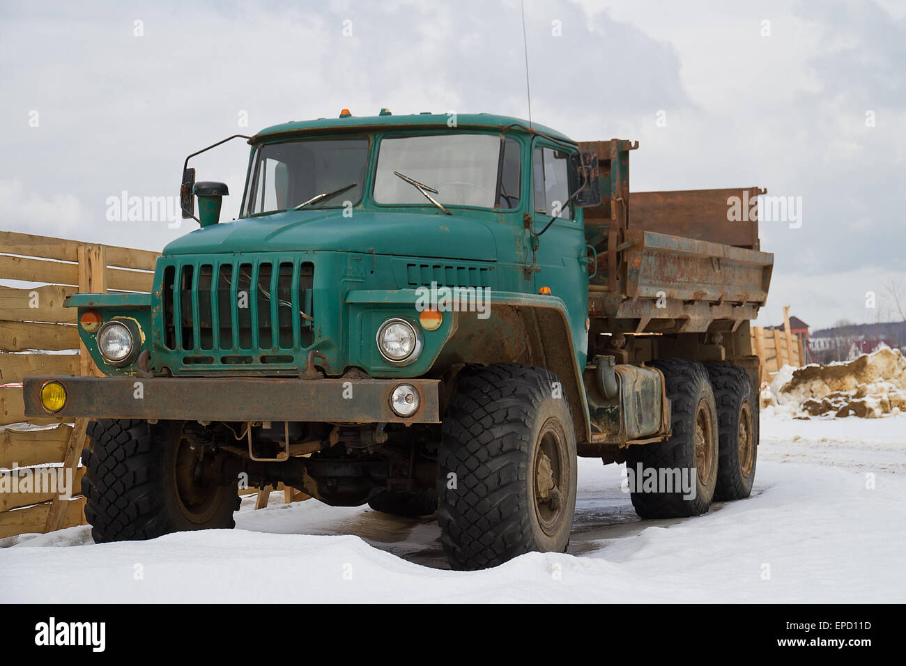 Old soviet truck 'Ural-4320' in a countryside Stock Photo