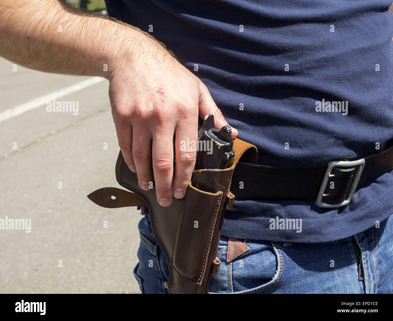Gun belt holster hires stock photography and images Alamy