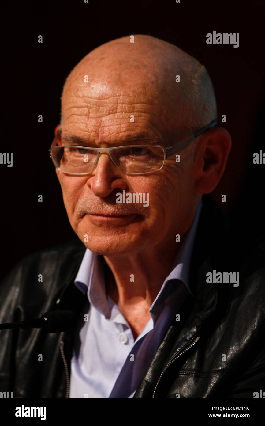 Torino, Italy, 16th May 2015. German writer and journalist Günter (Guenter) Wallraff is guest on the third day of the Turin Book Fair. Wallraff is known for undercover journalist research. Stock Photo