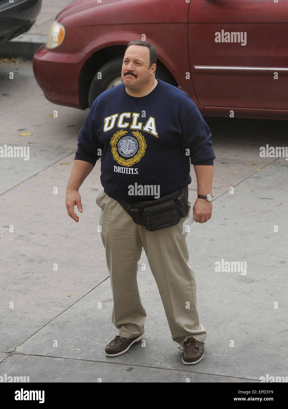 Comedian actor Kevin James filming his sequel 'Paul Blart: Mall Cop 2' in WestWood Ca.  Featuring: Kevin James Where: West Wood, California, United States When: 11 Nov 2014 Credit: Cousart/JFXimages/WENN.com Stock Photo