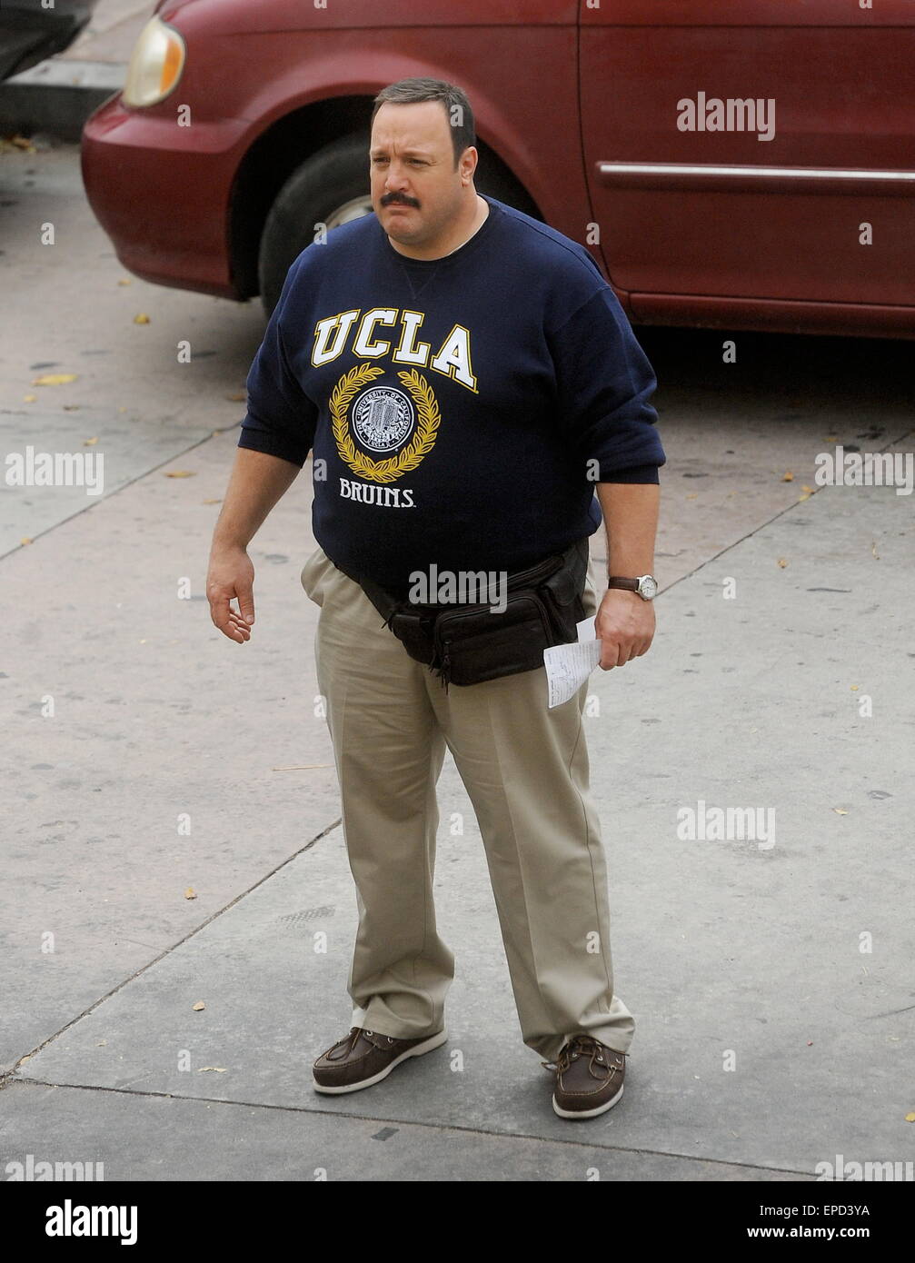 Comedian actor Kevin James filming his sequel 'Paul Blart: Mall Cop 2' in WestWood Ca.  Featuring: Kevin James Where: West Wood, California, United States When: 11 Nov 2014 Credit: Cousart/JFXimages/WENN.com Stock Photo
