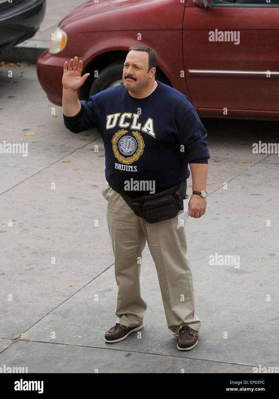 Comedian actor Kevin James filming his sequel 'Paul Blart: Mall Cop 2' in WestWood Ca.  Featuring: Kevin James Where: West Wood, California, United States When: 11 Nov 2014 Credit: Cousart/JFXimages/WENN.com Stock Photo