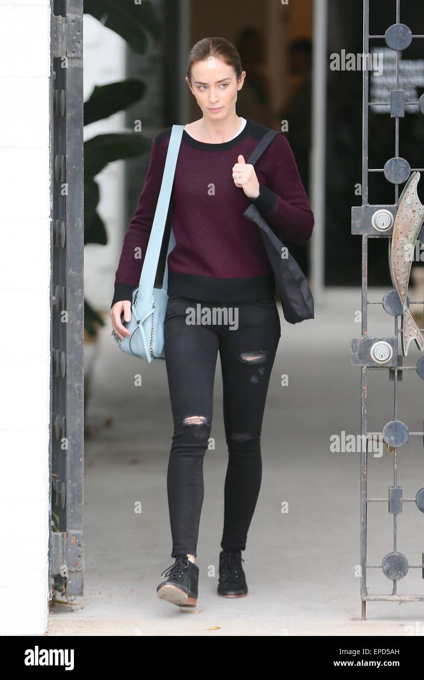 Emily Blunt seen leaving Striiike in Beverly Hills, one of the employees takes her daughter Hazel Krasinski to Emily's car before she leaves the salon.  Featuring: Emily Blunt Where: Los Angeles, California, United States When: 11 Nov 2014 Credit: Michael Wright/WENN.com Stock Photo
