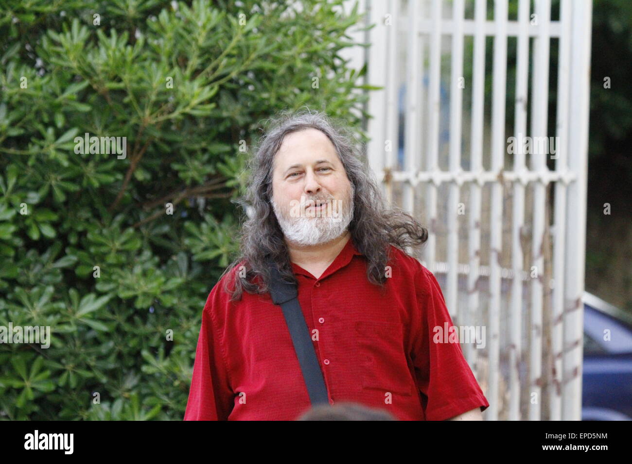 Athens, Greece. 16th May, 2015. Richard Stallman speaks at the Commons Fest 2015. Richard Stallman, founder of the GNU Project a free software foundation, spoke at Commons Fest 2015 in Athens about free software and threads to freedom through technology. © Michael Debets/Pacific Press/Alamy Live News Stock Photo