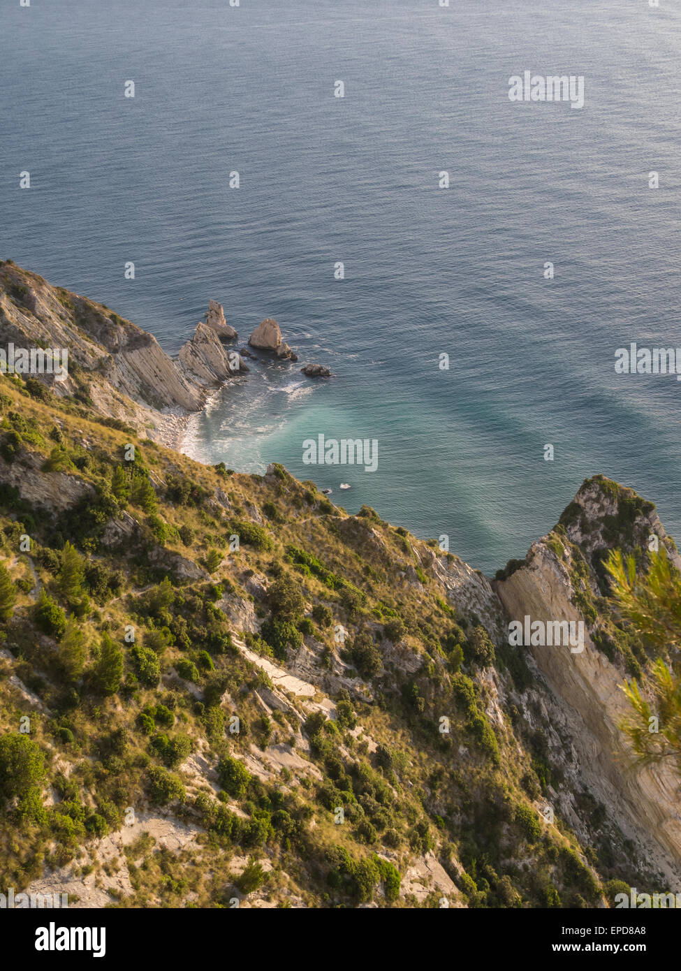 Aerial view of Due Sorelle beach, Conero NP, Marche, Italy Stock Photo ...