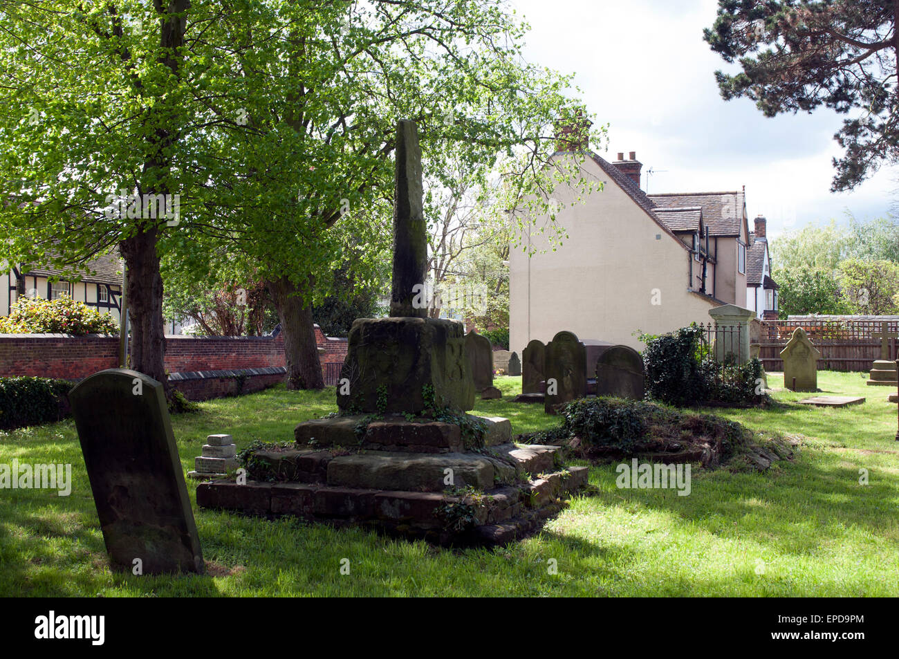 Old churchyard cross, Water Orton, Warwickshire, England, UK Stock