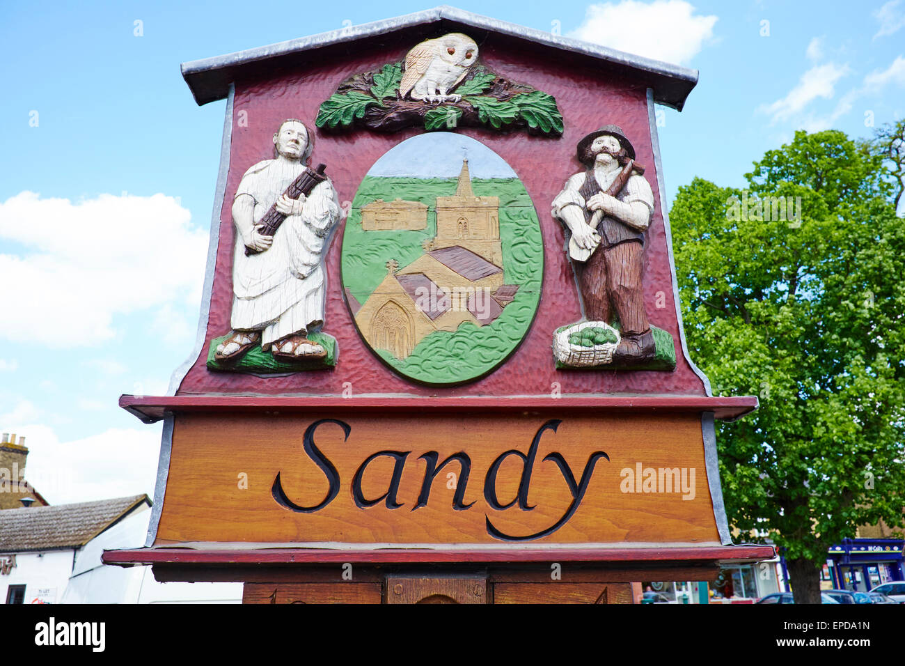 Town Sign High Street Sandy Bedfordshire UK Stock Photo Alamy