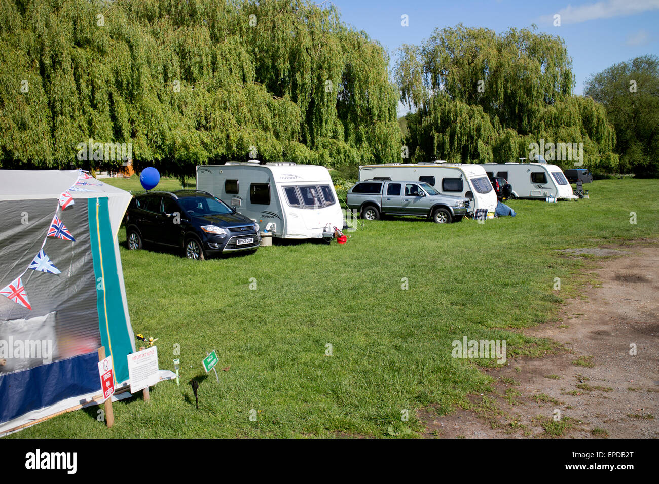 Caravan rally near Hampton Ferry at Evesham, Worcestershire, England ...